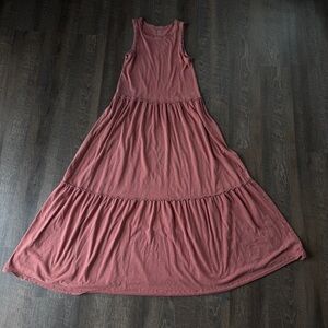 Aerie Coral Cotton Tiered Maxi Dress Boho Summer Dress XS Fits S/M